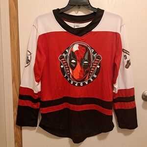 Score This Marvel Deadpool Hockey Jersey Black And Red Size Small Unisex
